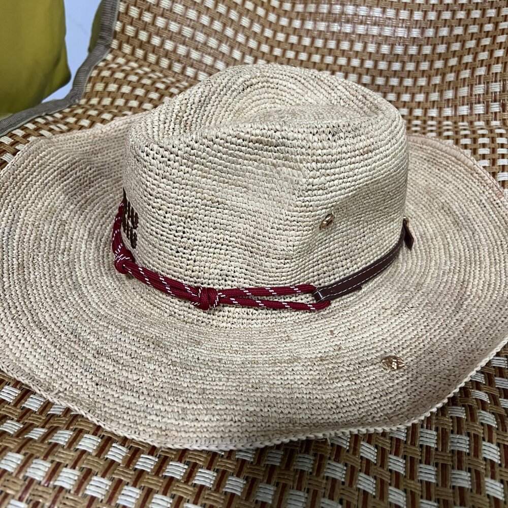 Women's Everyday Straw Hat - Beige with Red Stitching - Picture 4 of 6